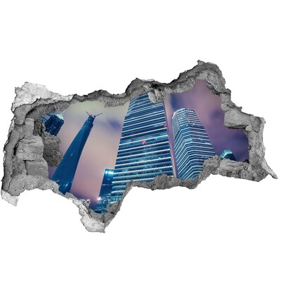 Wandtattoos Mauerdurchbruch Moderne Stadt durch ein Loch in der Wand