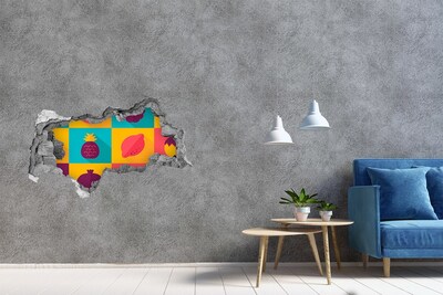 3D Wandtattoos Mauerdurchbruch Fruchtwandbild in einem Loch in der Wand