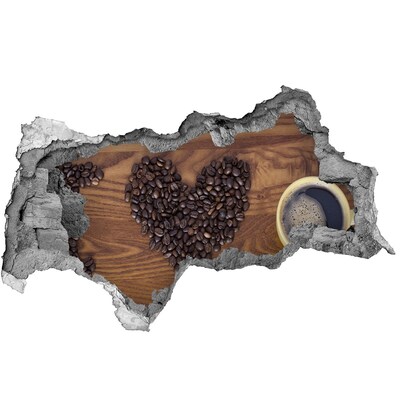 Mauerdurchbruch Aufkleber Kaffee und ein Herz aus Bohnen