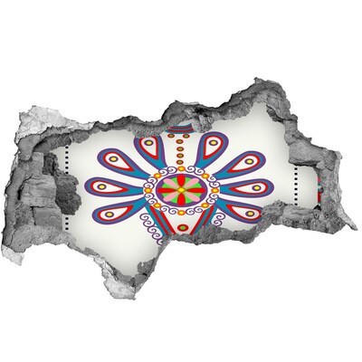 Wandtattoos Mauerdurchbruch Ein farbenfrohes Muster vor dem Hintergrund einer beschädigten Wand