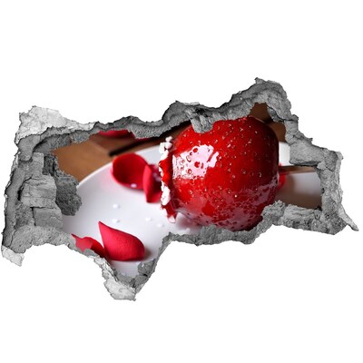 Wandbilder 3D Mauerdurchbruch Saftige Erdbeere in den Ruinen