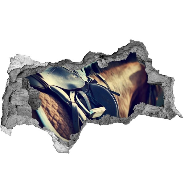 Mauerdurchbruch Aufkleber Ein Pferd, das hinter einer Mauer erschossen wurde