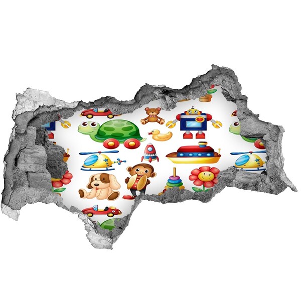 3D Wandtattoos Mauerdurchbruch Spielzeug in einer bunten Welt