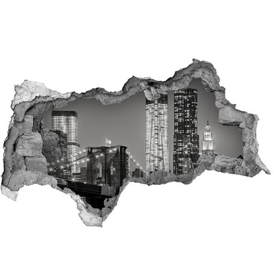 3D Wandtattoos Mauerdurchbruch Brooklyn Bridge bei Nacht