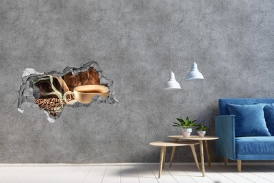 Wandbilder 3D Mauerdurchbruch Kaffee und Kaffeebohnen