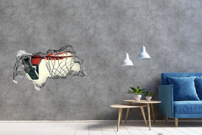 Wandbilder 3D Mauerdurchbruch Basketballwurf über die Mauer