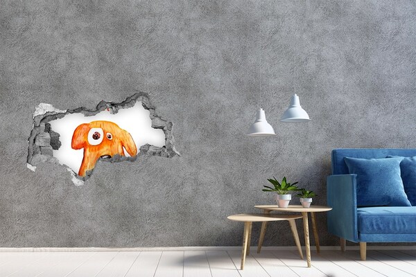 3D Wandtattoos Mauerdurchbruch Hund in einem Loch in der Wand