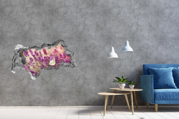 3D Wandtattoos Mauerdurchbruch Blumenparadies mit einem Schmetterling