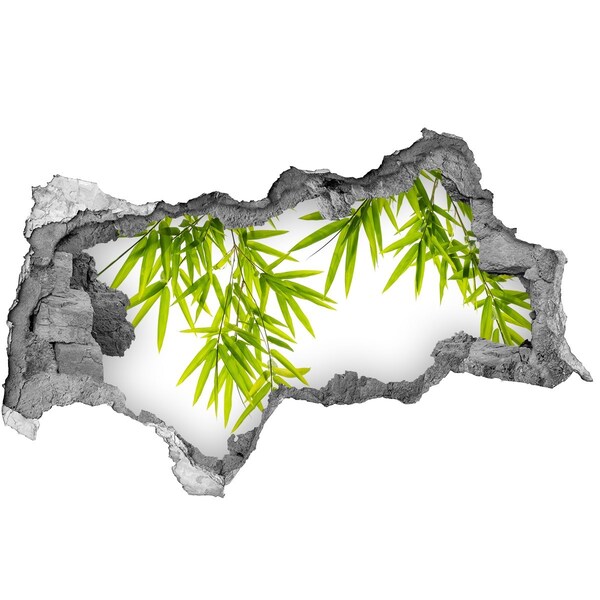 Mauerdurchbruch Aufkleber Grüner Bambus wächst durch ein Loch in der Wand