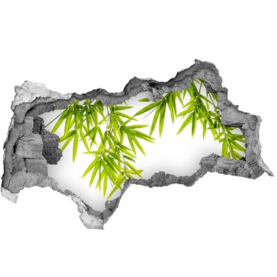 Mauerdurchbruch Aufkleber Grüner Bambus wächst durch ein Loch in der Wand