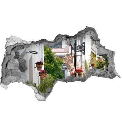 Mauerdurchbruch Aufkleber Eine bezaubernde Straße in einem weißen Dorf