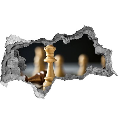 Wandtattoos Mauerdurchbruch Schachspielen durch ein Loch in der Wand