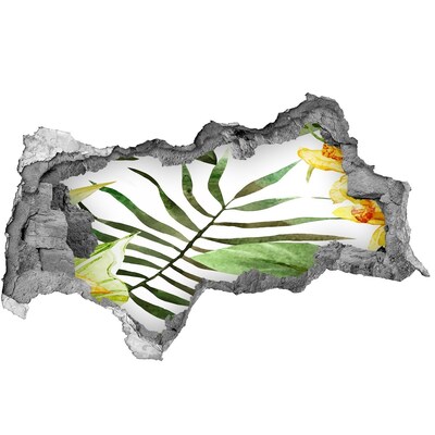 Mauerdurchbruch Aufkleber Grüne Palme durch ein Loch in der Wand