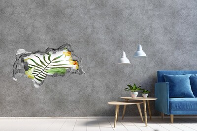 Mauerdurchbruch Aufkleber Grüne Palme durch ein Loch in der Wand