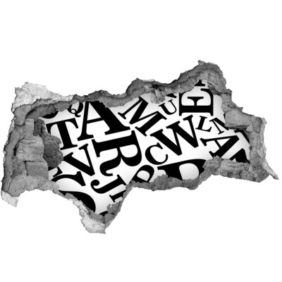 Mauerdurchbruch Aufkleber Zerbrochene Buchstaben an der Wand