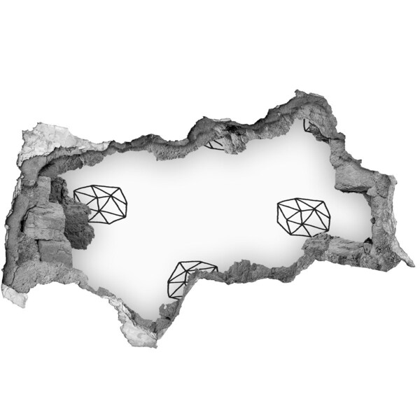 Wandbilder 3D Mauerdurchbruch Gold und Diamanten in einem Loch in der Wand