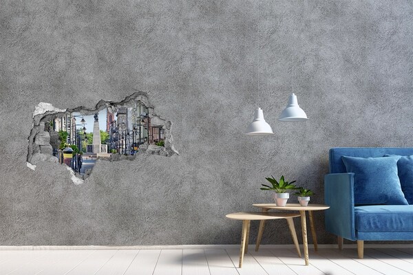 Mauerdurchbruch Aufkleber Straße mit einem Denkmal