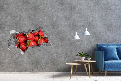 Wandbilder 3D Mauerdurchbruch Süße Erdbeeren im Beton