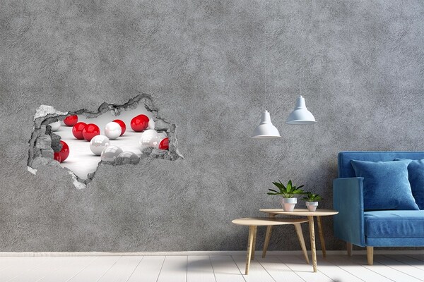 3D Wandtattoos Mauerdurchbruch Eine zerbrochene Mauer mit Kugeln