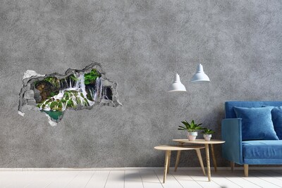 3D Wandtattoos Mauerdurchbruch Ein Wasserfall in grüner Umgebung