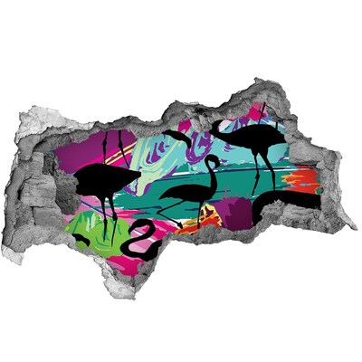 Wandtattoos Mauerdurchbruch Flamingos an einem tropischen Strand