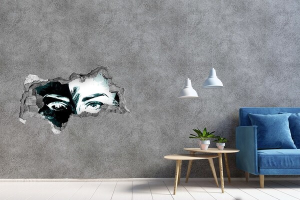 Mauerdurchbruch Aufkleber Augen aus Beton