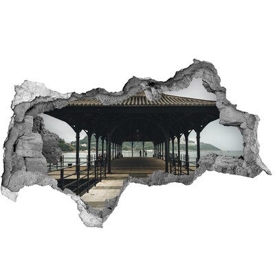 Wandbilder 3D Mauerdurchbruch Blick auf den Pier über das Wasser