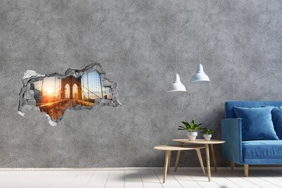 Mauerdurchbruch Aufkleber Brooklyn Bridge bei Sonnenuntergang