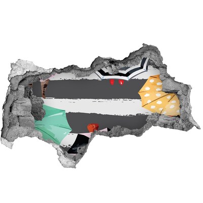 Wandbilder 3D Mauerdurchbruch Geheimnisvoller Strand mit Sonnenschirmen