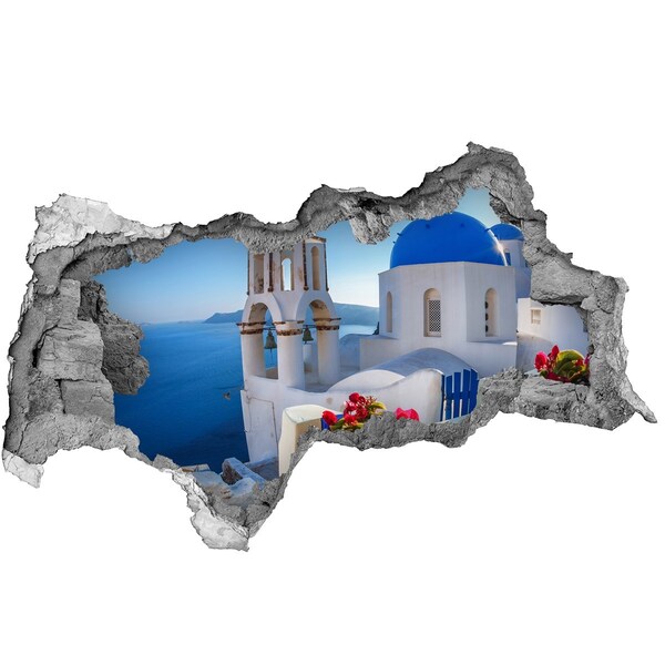 3D Wandtattoos Mauerdurchbruch Santorini in voller Pracht