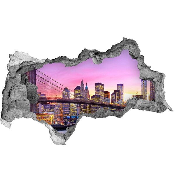 3D Wandtattoos Mauerdurchbruch New Yorker Skyline bei Sonnenuntergang