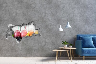 3D Wandtattoos Mauerdurchbruch Frucht-Smoothies in einem kleinen Laden