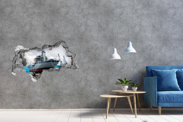 3D Wandtattoos Mauerdurchbruch Ein Schiff auf der Werft