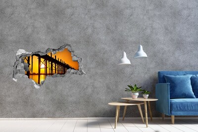 3D Wandtattoos Mauerdurchbruch Sonnenuntergang über der Seebrücke