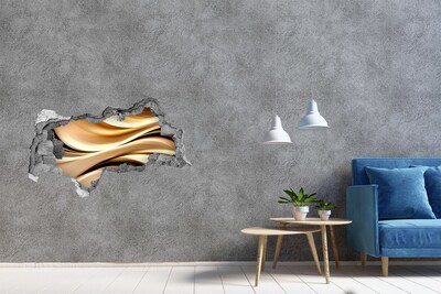 Wandbilder 3D Mauerdurchbruch Goldene Wellen in der Wand
