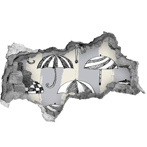 3D Wandtattoos Mauerdurchbruch Charmante Sonnenschirme am Strand