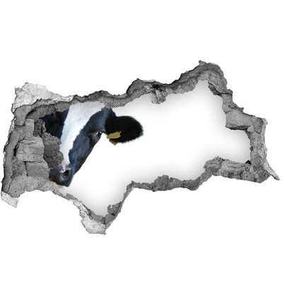 Mauerdurchbruch Aufkleber Kuh in einem Loch in der Wand