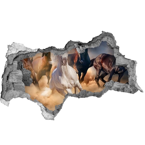 3D Wandtattoos Mauerdurchbruch Galoppierende Pferde durch die Mauer