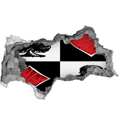 3D Wandtattoos Mauerdurchbruch Zerbrochene Mauer mit roten Akzenten