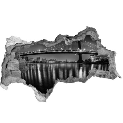 Mauerdurchbruch Aufkleber Manhattan Bridge bei Nacht