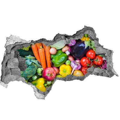 Wandtattoos Mauerdurchbruch Buntes Gemüse und Obst in einem kleinen Ladenlokal