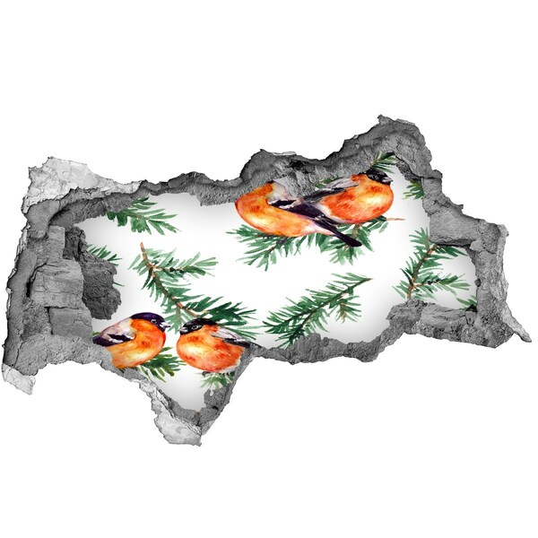 3D Wandtattoos Mauerdurchbruch Vögel vor grünem Hintergrund