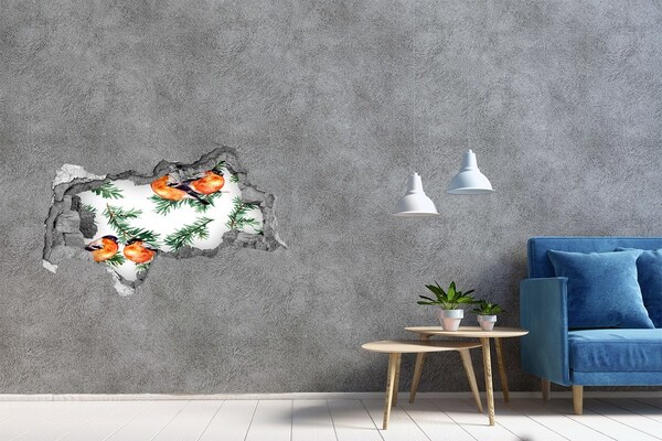 3D Wandtattoos Mauerdurchbruch Vögel vor grünem Hintergrund