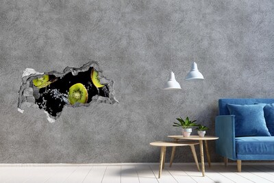 3D Wandtattoos Mauerdurchbruch Saftige Kiwi in Aktion