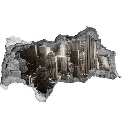 Wandtattoos Mauerdurchbruch Blick auf die Stadt durch ein Loch in der Wand