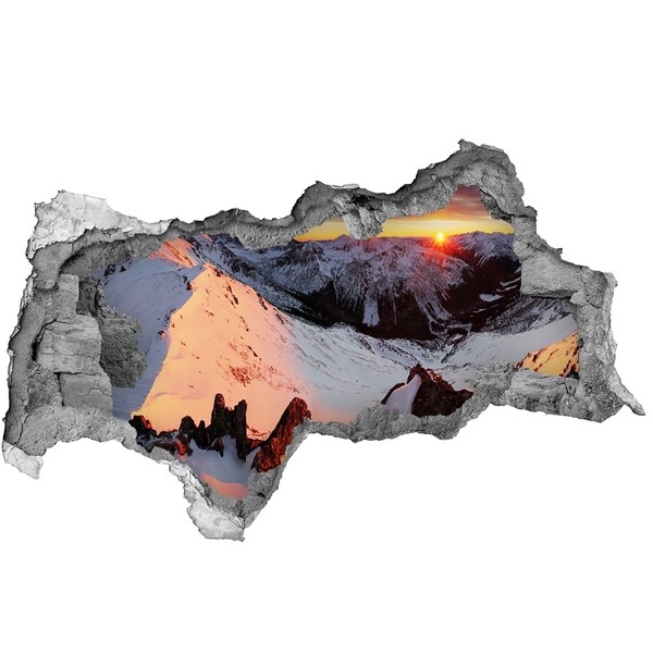 Wandtattoos Mauerdurchbruch Sonnenuntergang in den Bergen