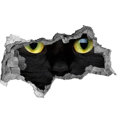 Wandbilder 3D Mauerdurchbruch Schwarze Katze durch ein Loch in der Wand