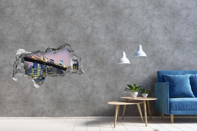 3D Wandtattoos Mauerdurchbruch Brooklyn Bridge bei Nacht