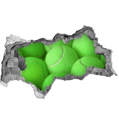 3D Wandtattoos Mauerdurchbruch Grüne Tennisbälle hinter der Wand