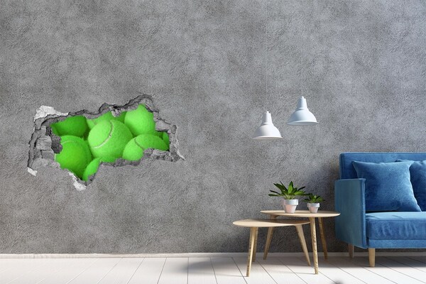 3D Wandtattoos Mauerdurchbruch Grüne Tennisbälle hinter der Wand